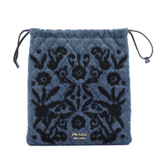 Prada Impuntu  Denim Embroidered Drawstring Pouch