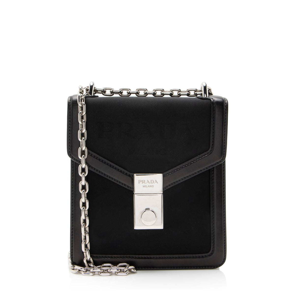 Prada Jacquard Logo Flap Lock Crossbody