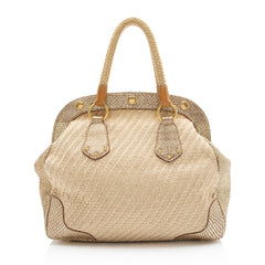 Prada Jute Metallic Python Framed Satchel