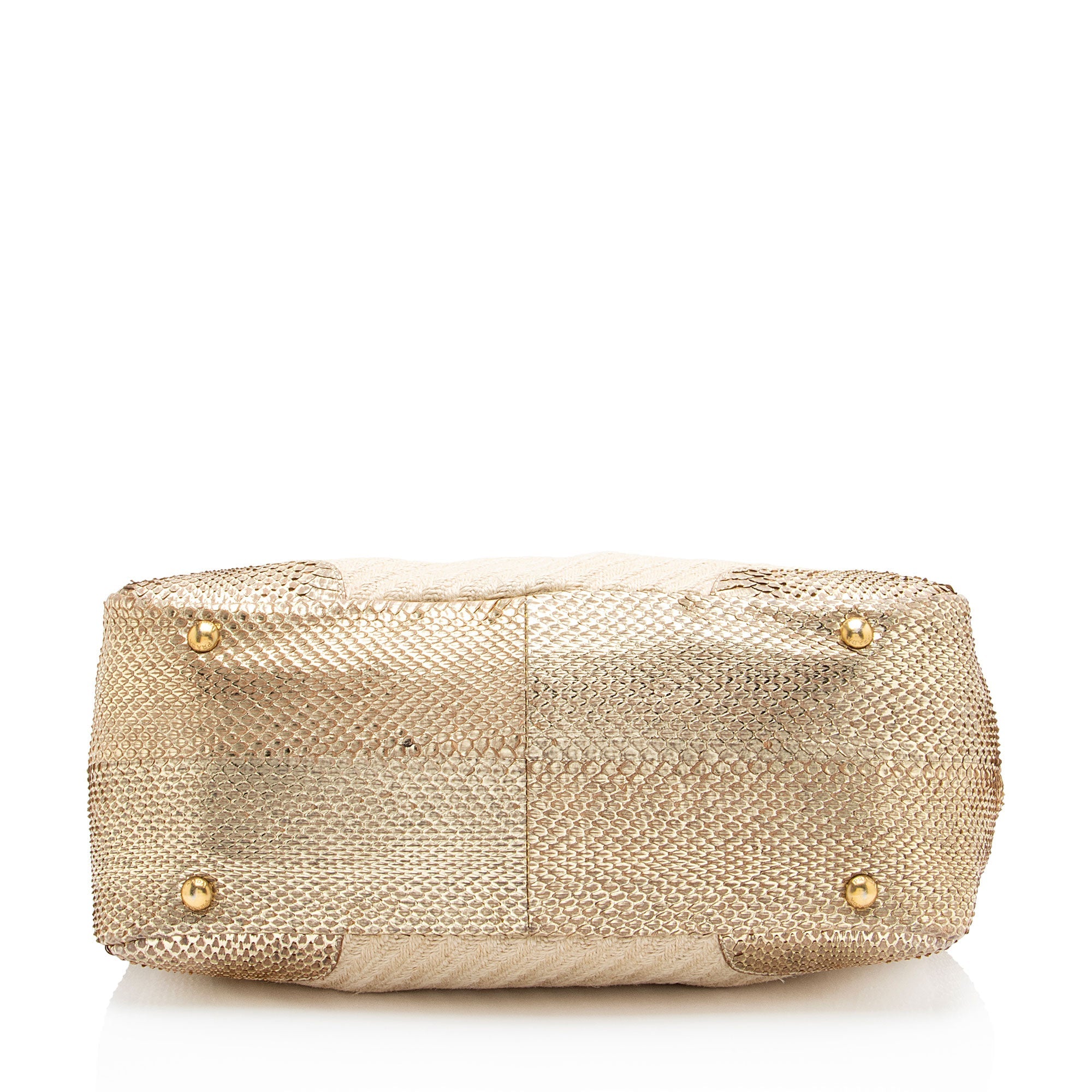 Prada Jute Metallic Python Framed Satchel