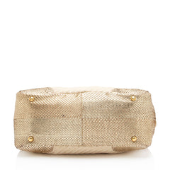 Prada Jute Metallic Python Framed Satchel