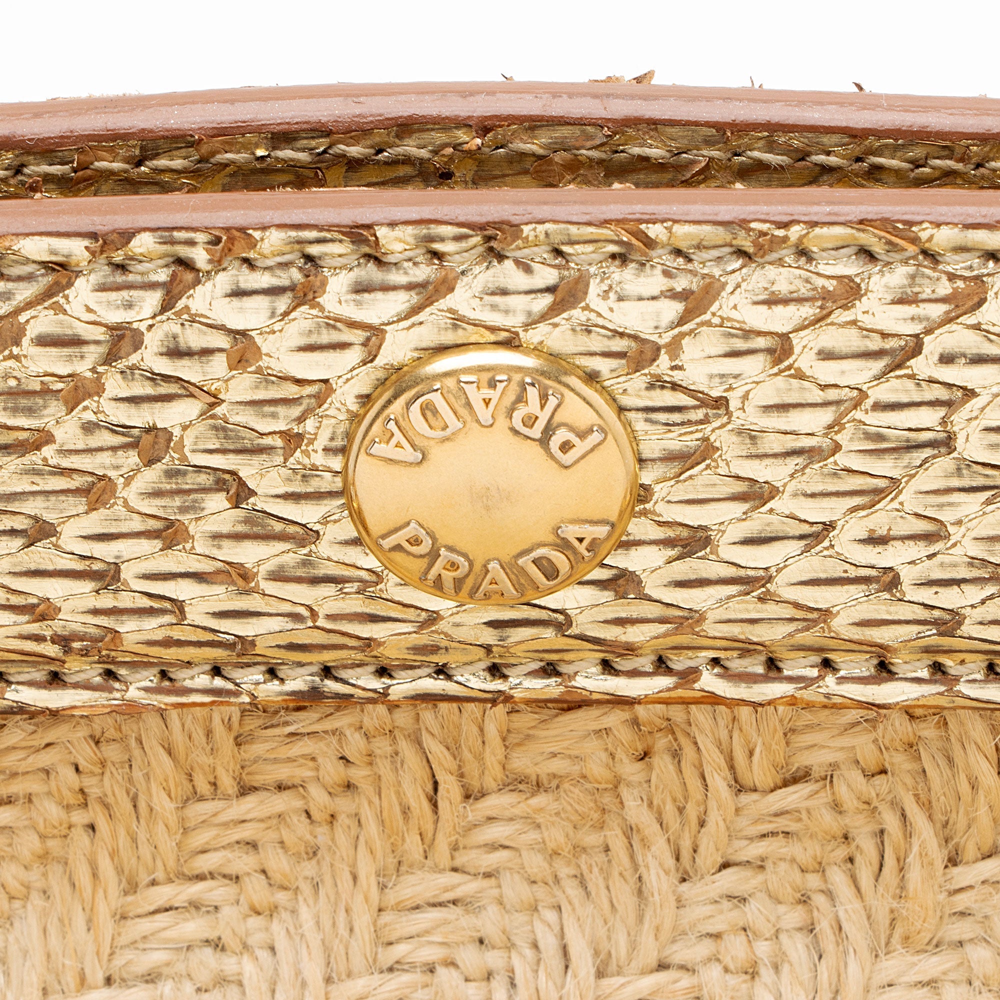 Prada Jute Metallic Python Framed Satchel