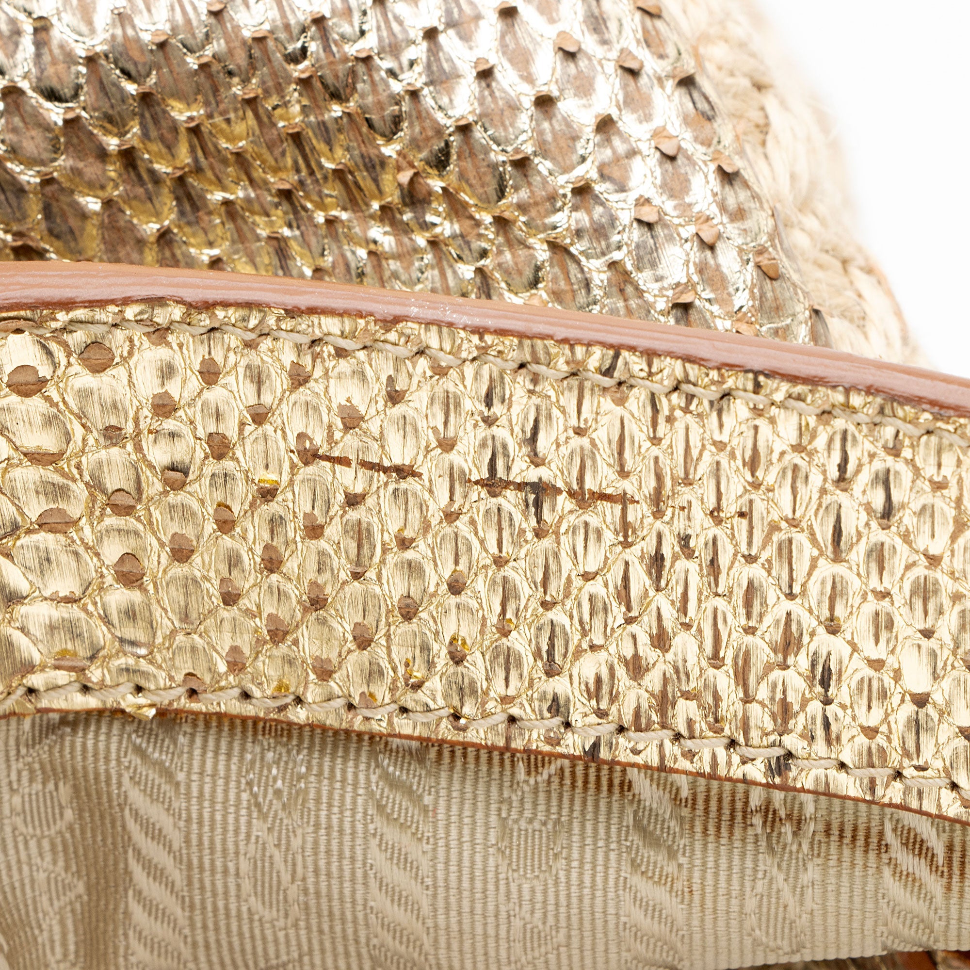 Prada Jute Metallic Python Framed Satchel