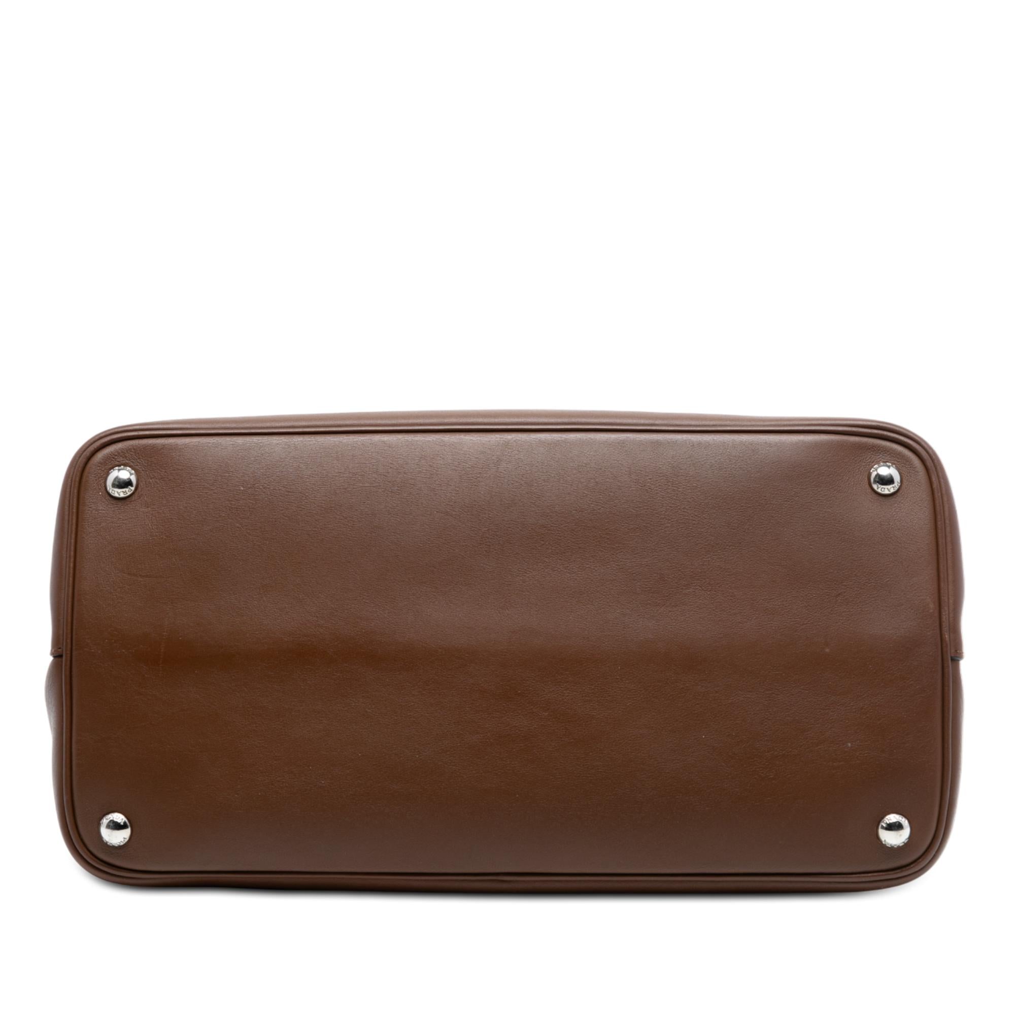Prada Large Bicolor City Calf Double Flap Satchel