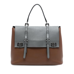 Prada Large Bicolor City Calf Double Flap Satchel