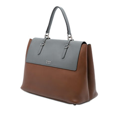 Prada Large Bicolor City Calf Double Flap Satchel