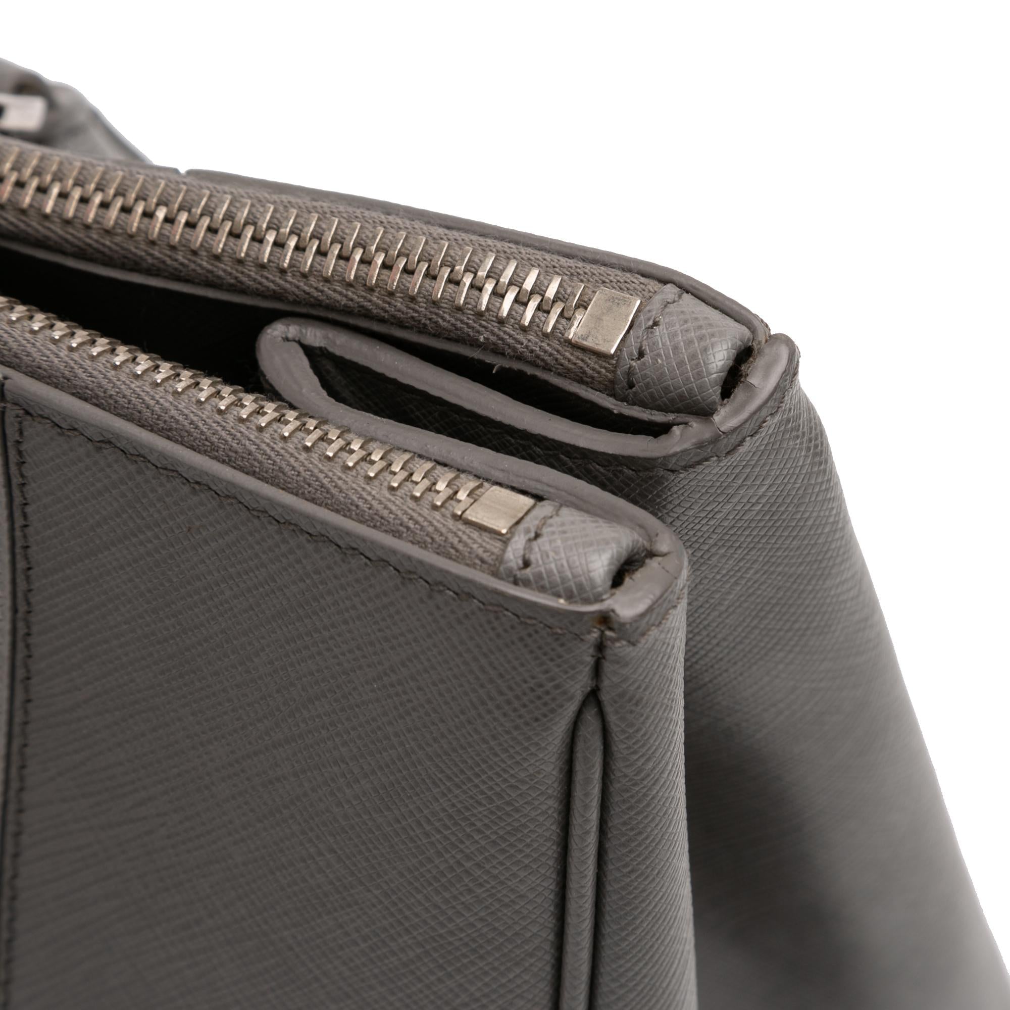 Prada Large Bicolor Saffiano Lux Galleria Double Zip Satchel