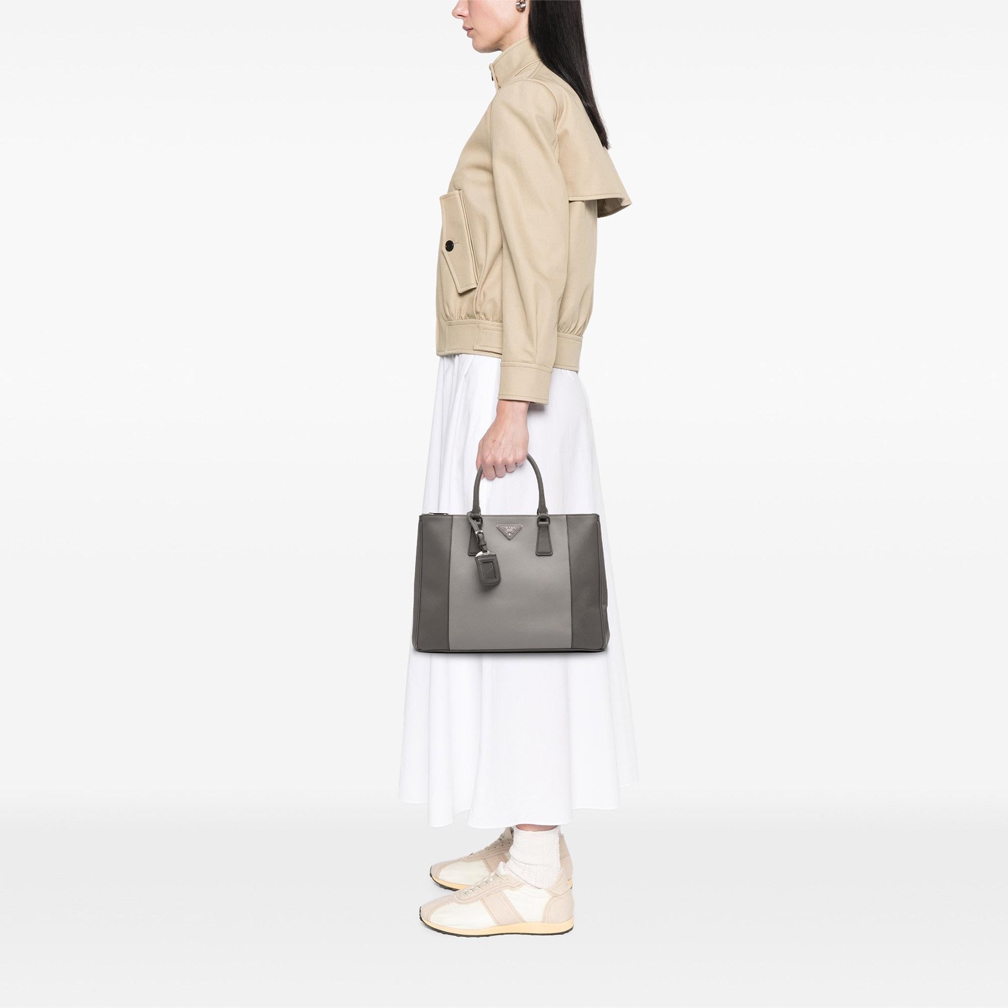 Prada Large Bicolor Saffiano Lux Galleria Double Zip Satchel