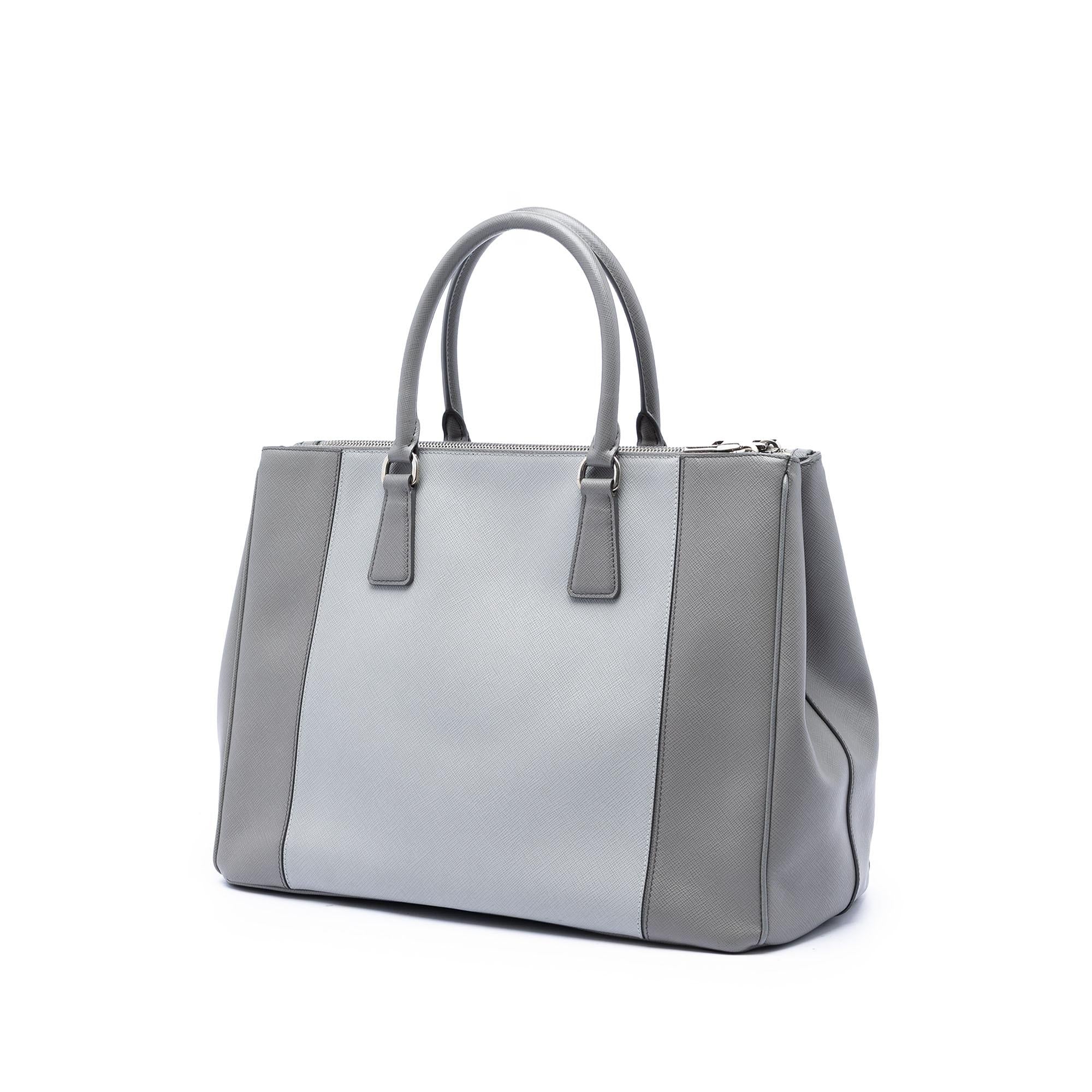 Prada Large Bicolor Saffiano Lux Galleria Double Zip Satchel