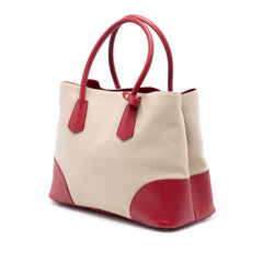 Prada Large Canapa and Saffiano Double Satchel