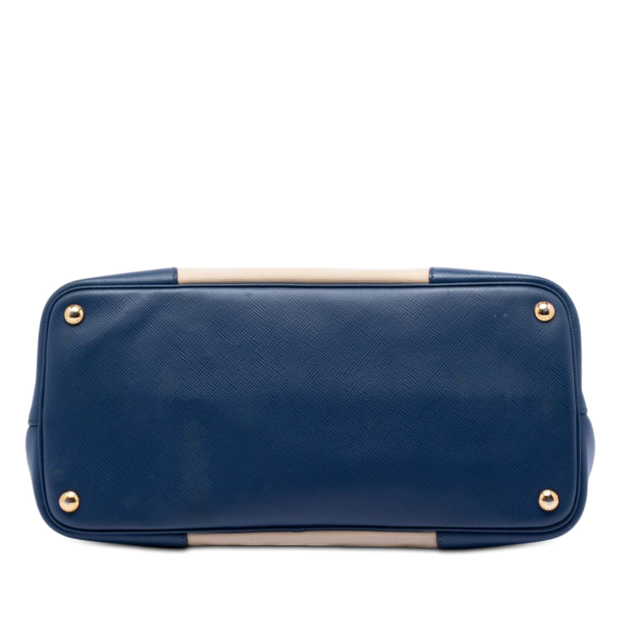 Prada Large Canapa and Saffiano Double Satchel