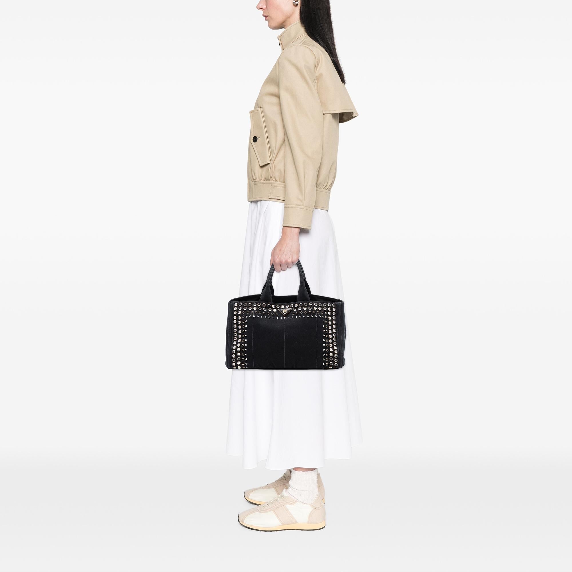Prada Large Canvas Canapa Bijoux Satchel