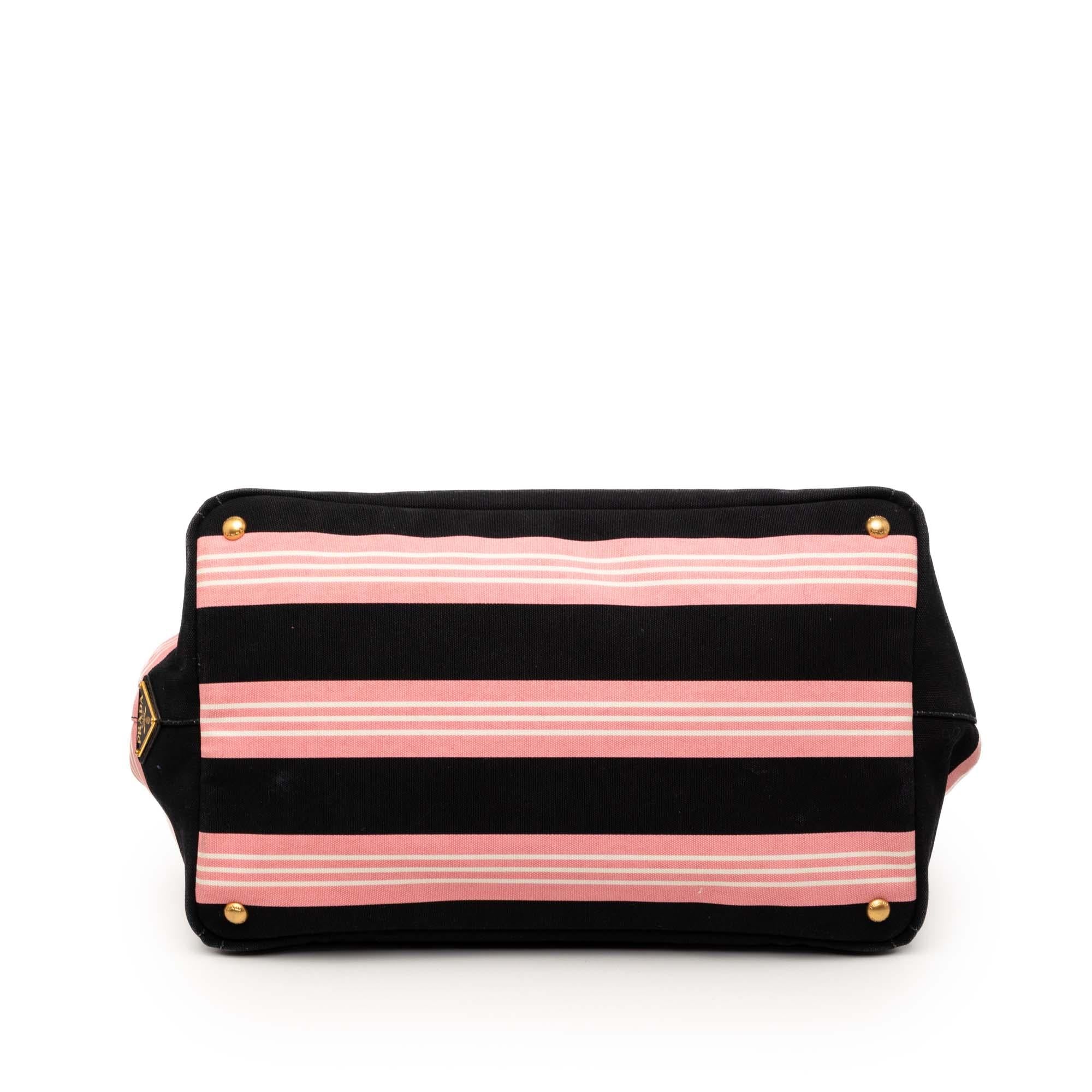 Prada Large Canvas Canapa Righe Striped Satchel
