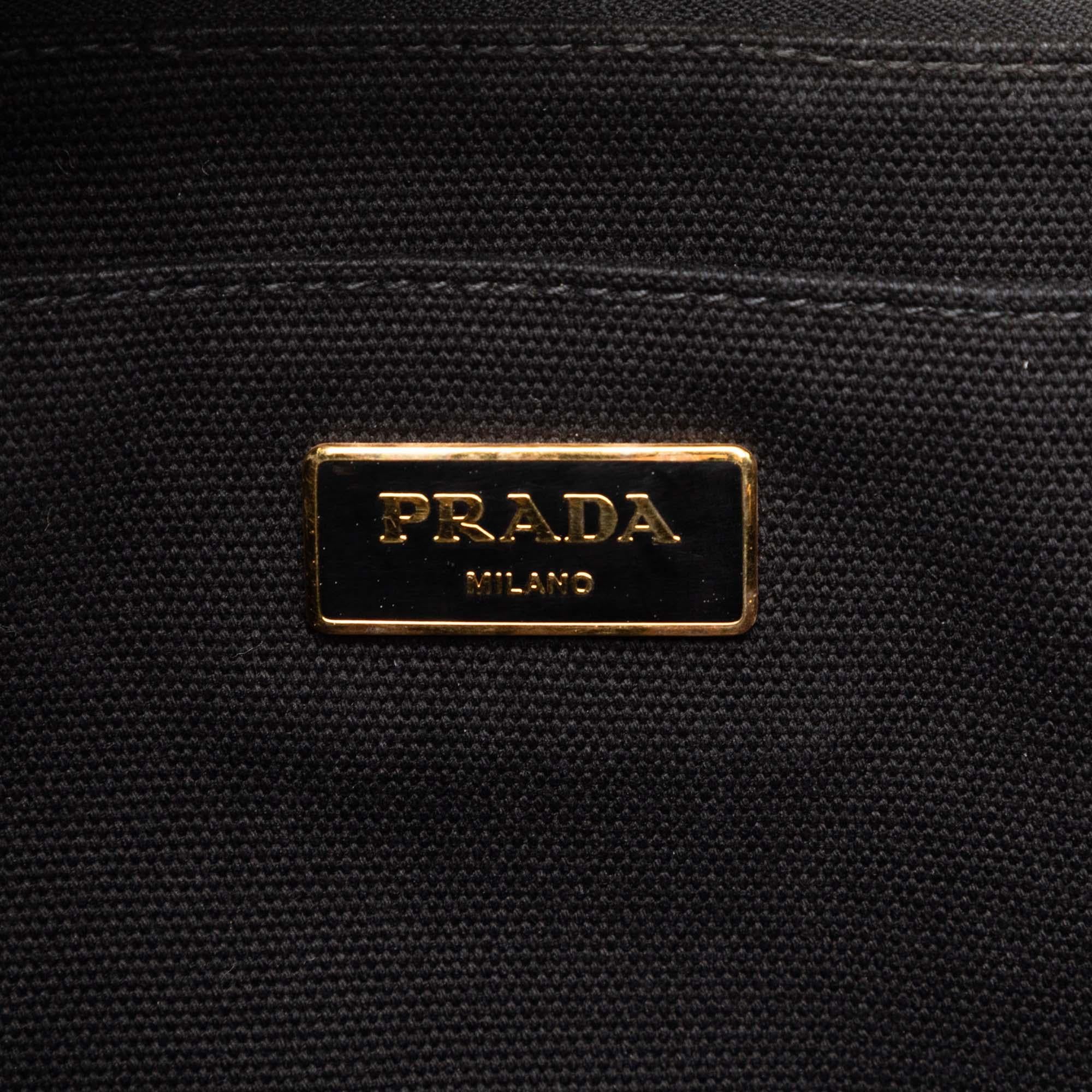 Prada Large Canvas Canapa Righe Striped Satchel