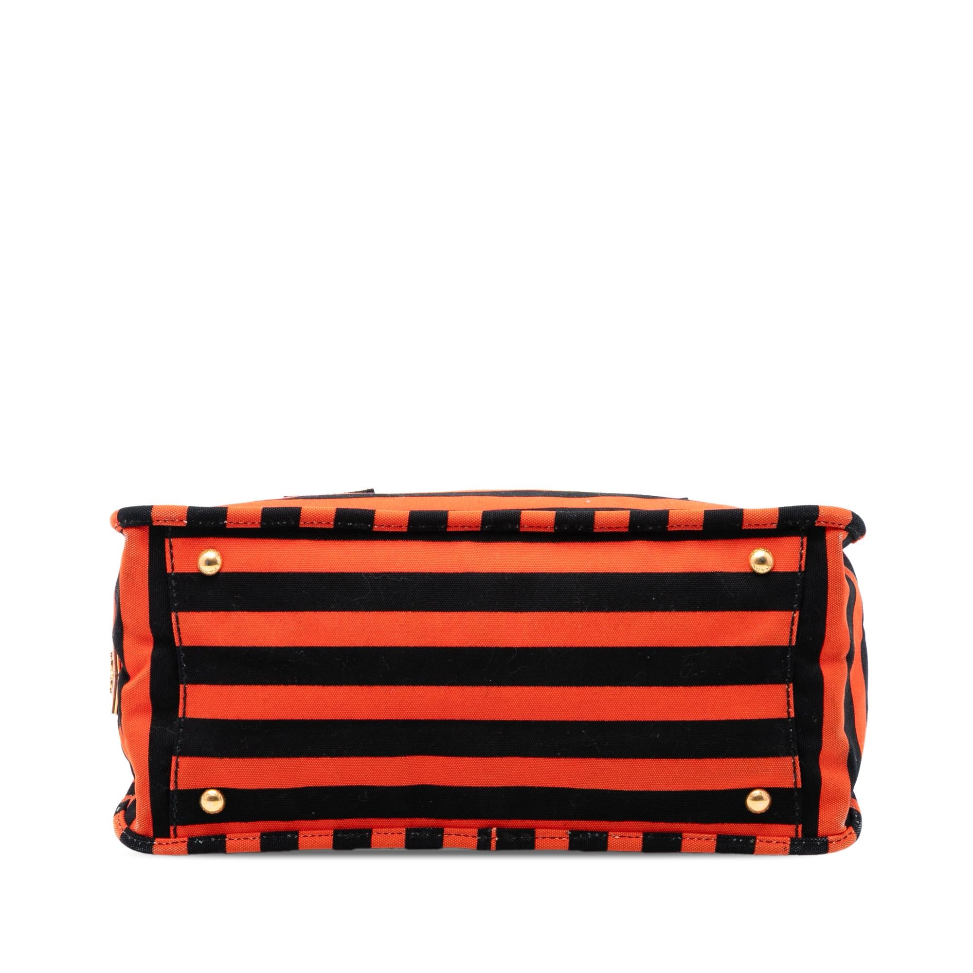 Prada Large Canvas Canapa Righe Striped Satchel
