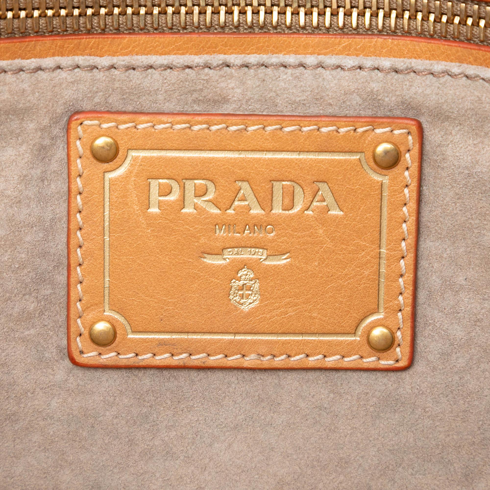 Prada Large Canvas Canapa Righe Striped Satchel