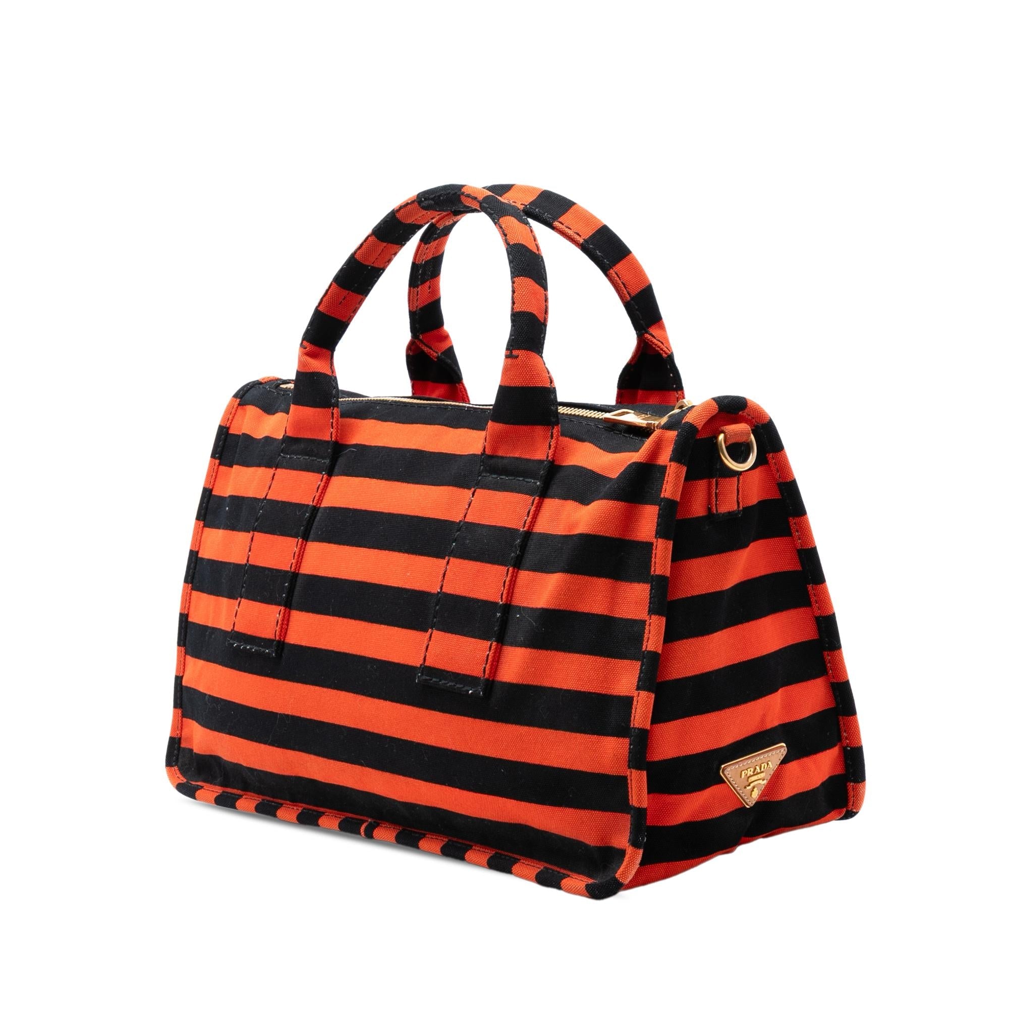 Prada Large Canvas Canapa Righe Striped Satchel