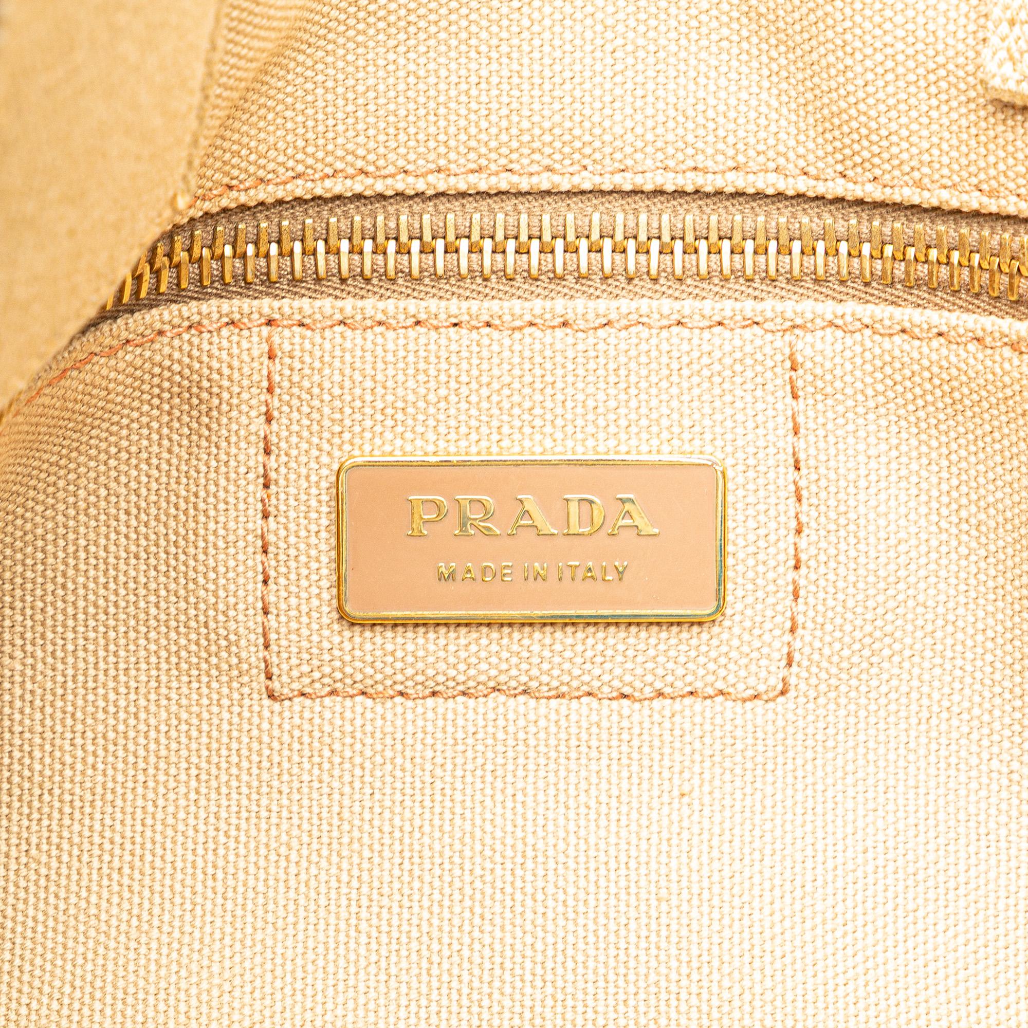 Prada Large Canvas Printed Canapa Satchel