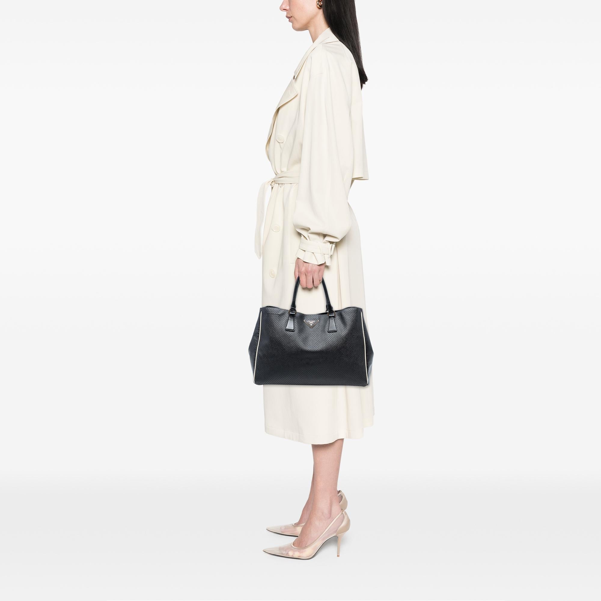 Prada Large Perforated Saffiano Lux Galleria Zip Tote