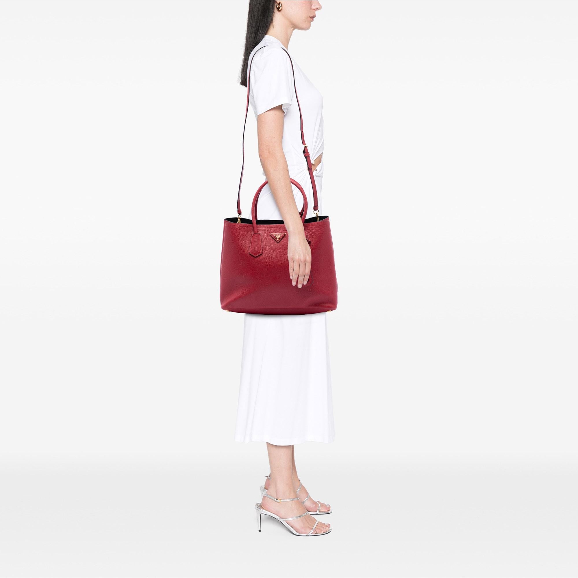 Prada Large Saffiano Cuir Double Satchel