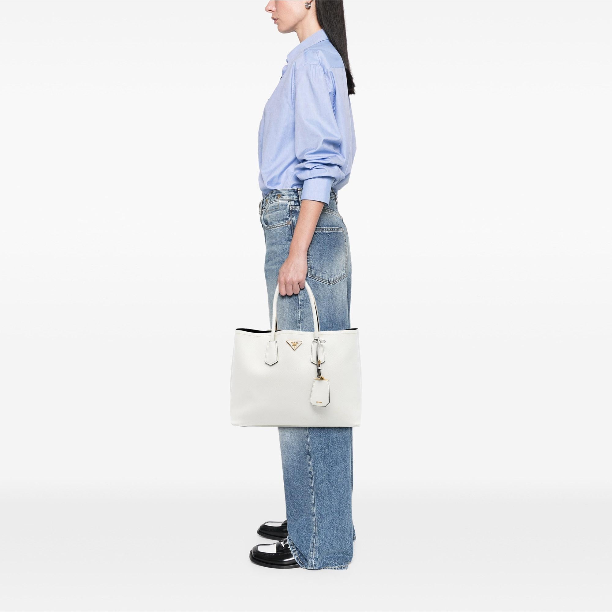 Prada Large Saffiano Cuir Double Satchel