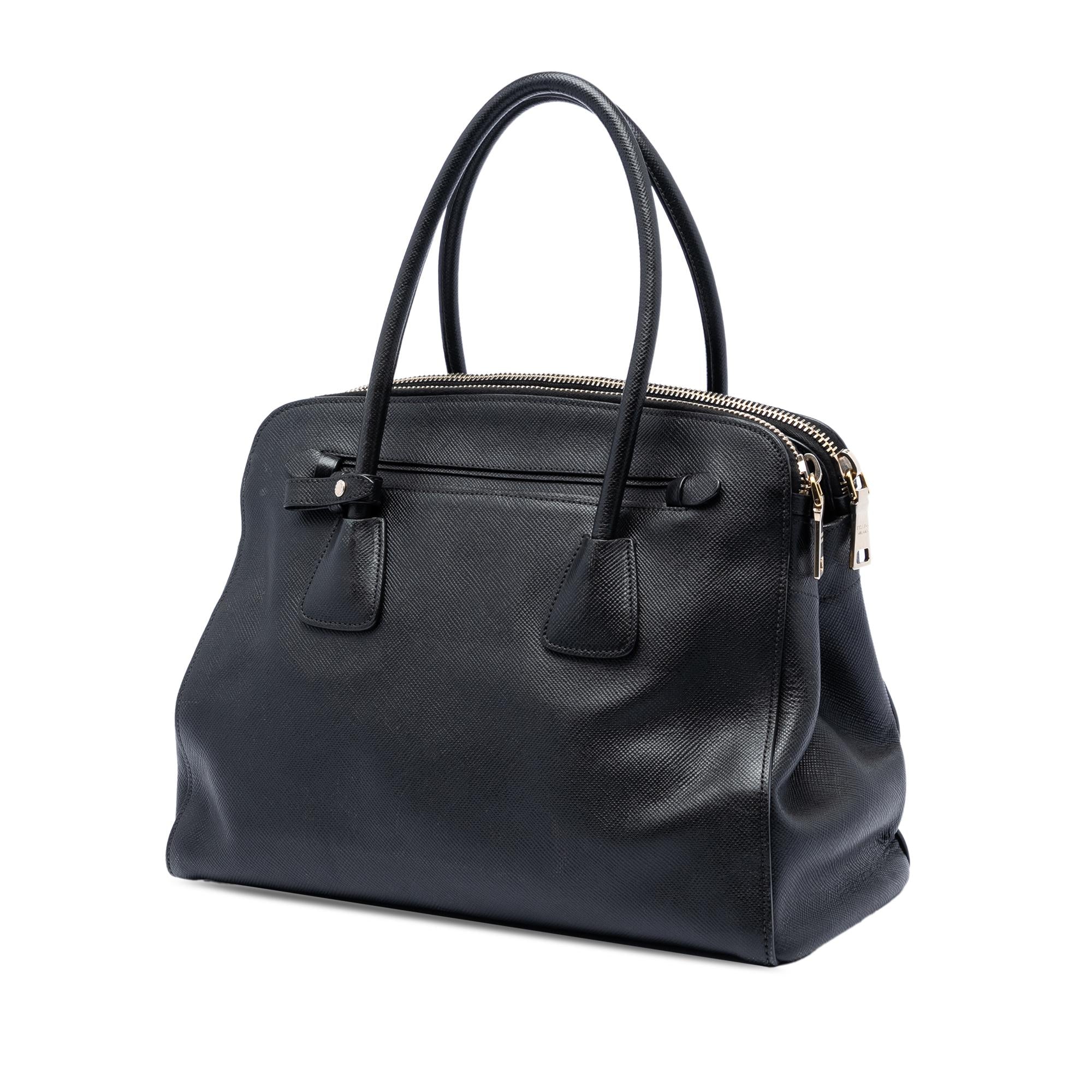 Prada Large Saffiano Cuir Double Zip Top Handle Bag