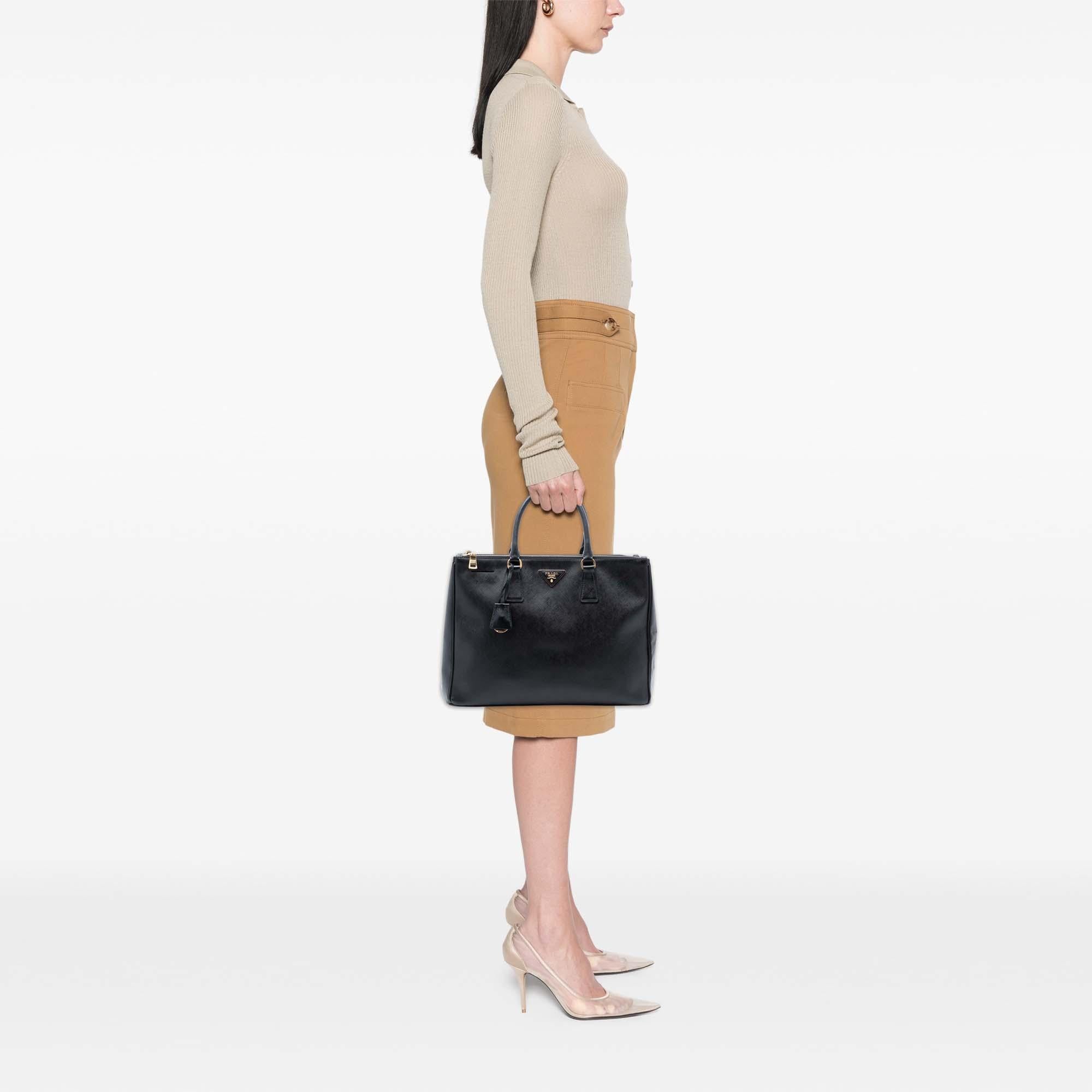 Prada Large Saffiano Lux Galleria Double Zip Satchel