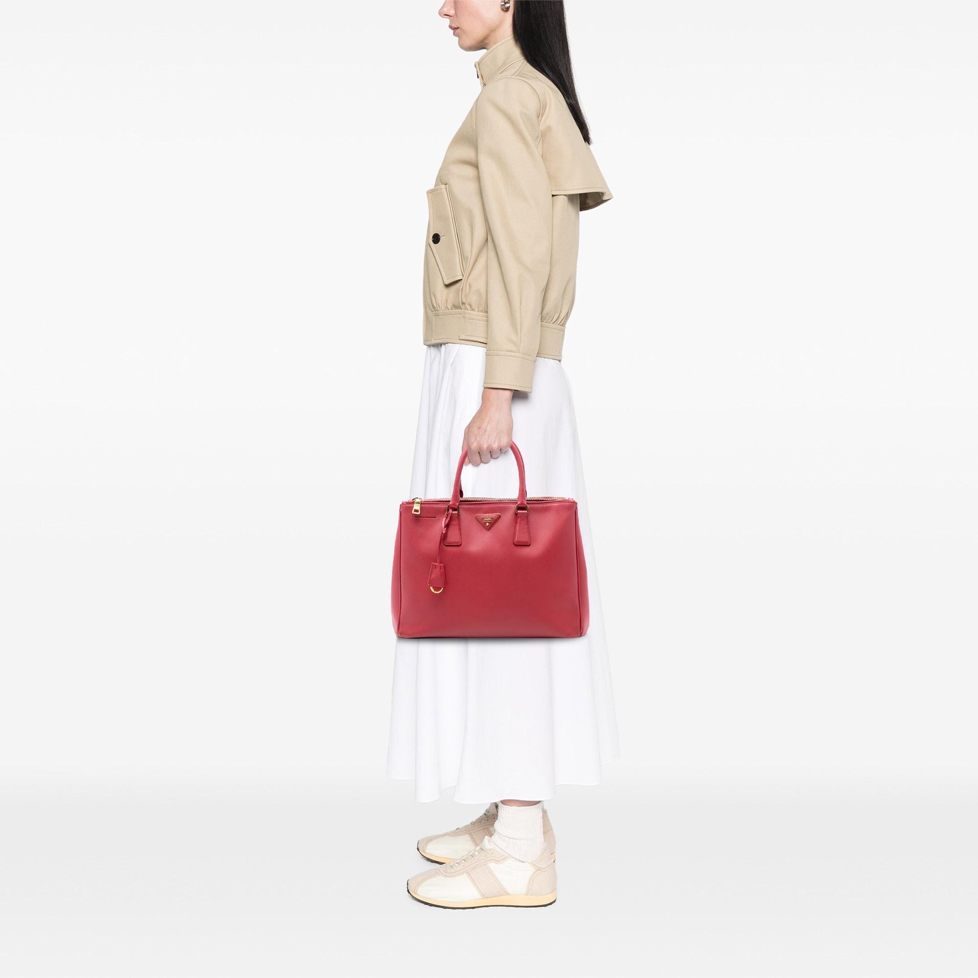 Prada Large Saffiano Lux Galleria Double Zip Satchel
