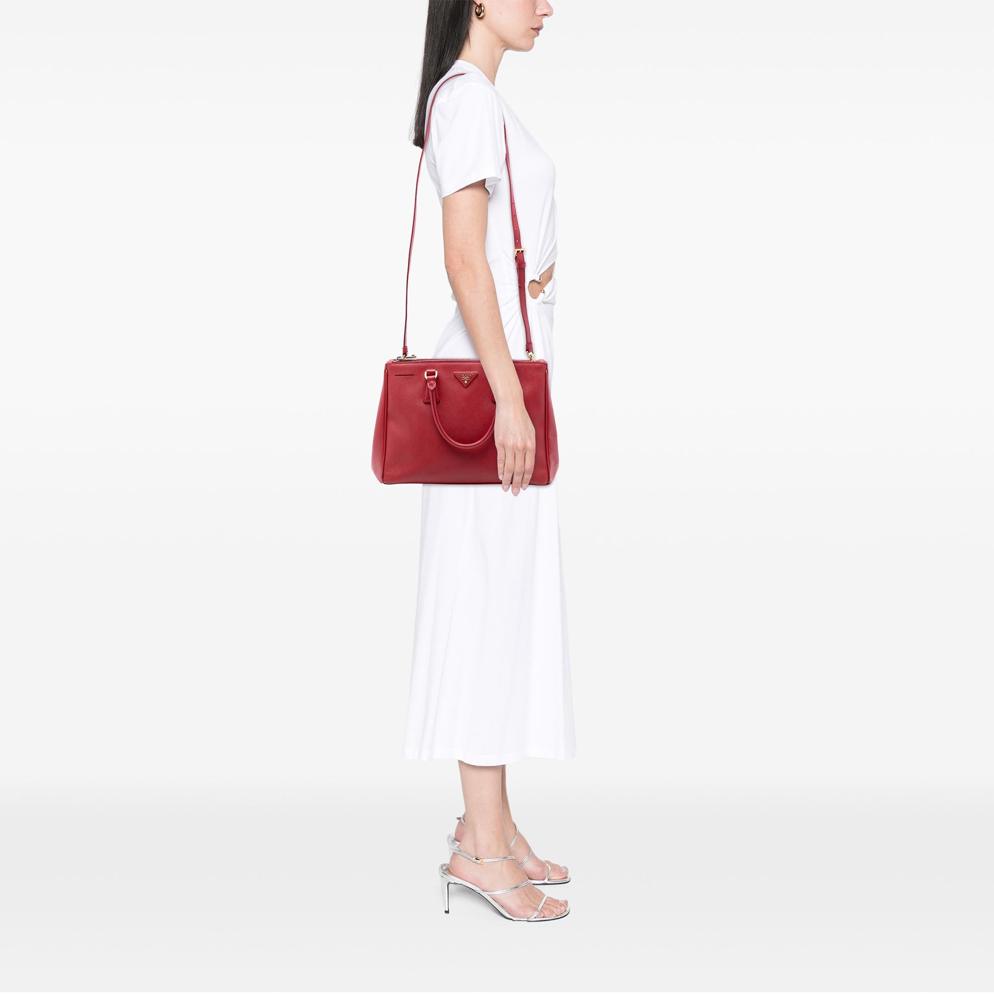 Prada Large Saffiano Lux Galleria Double Zip Satchel