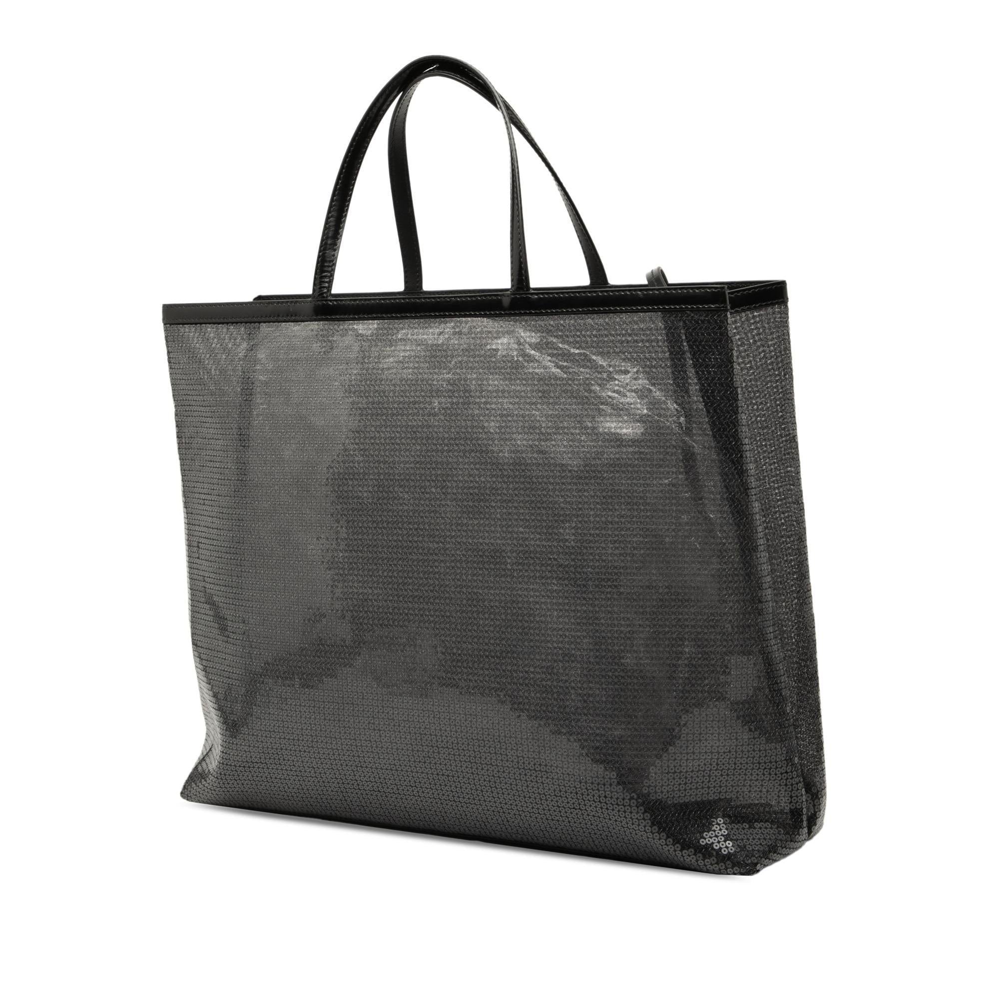 Prada Large Sequined Mesh Logo Tote