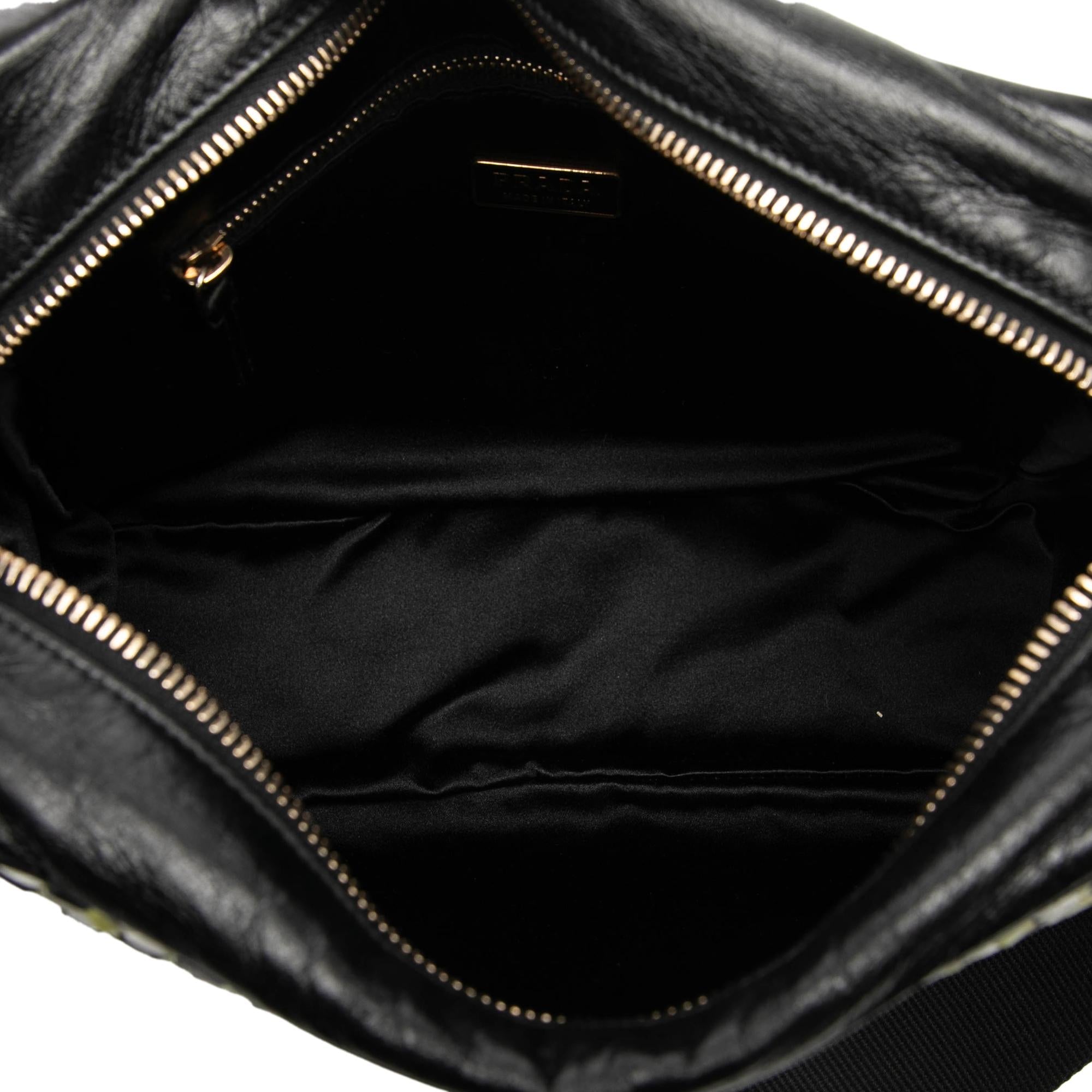 Prada Leather Perspective Cubes Shoulder Bag