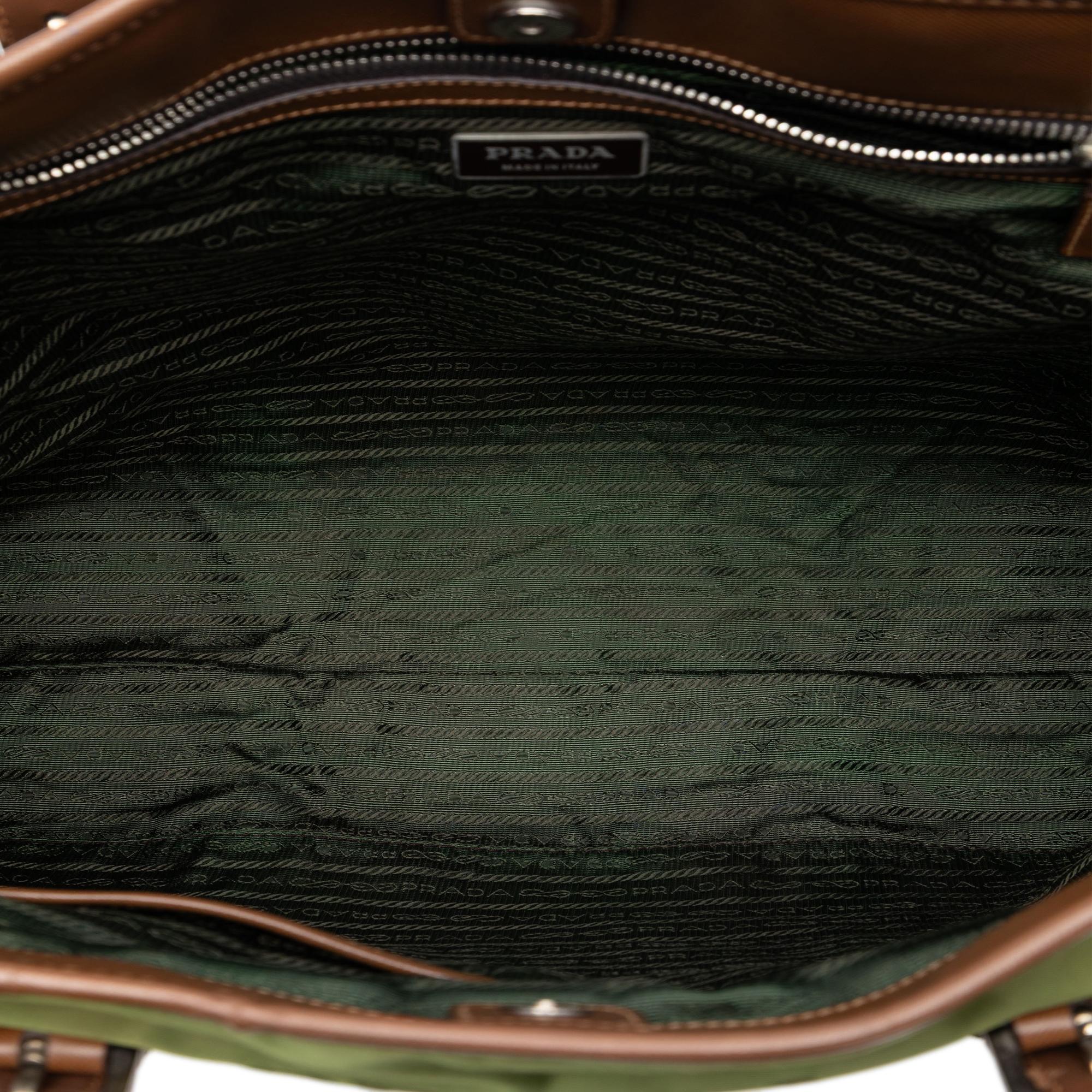 Prada Leather Trimmed Tessuto Tote