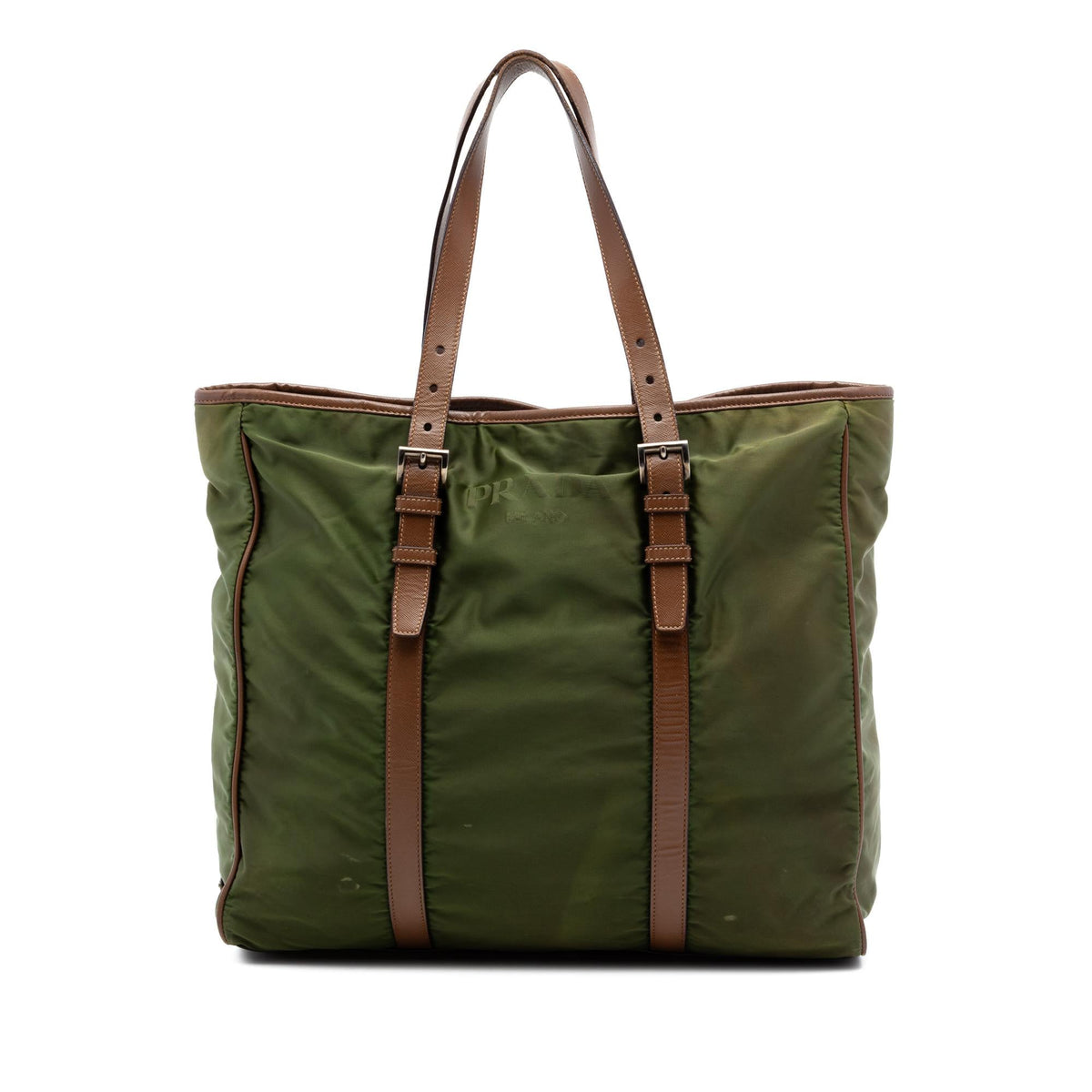 Prada Leather Trimmed Tessuto Tote