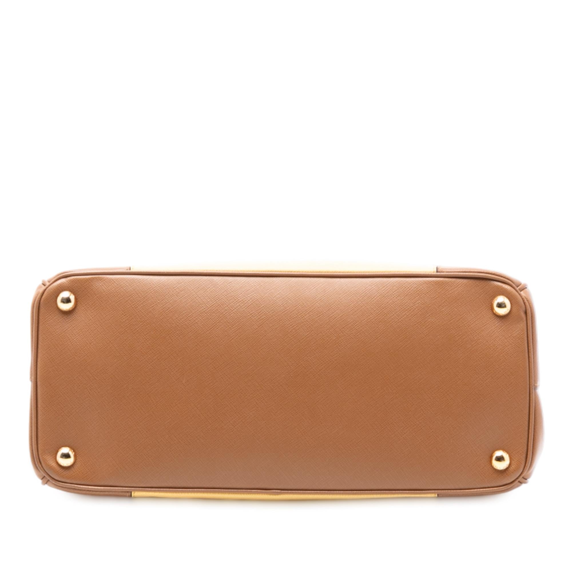 Prada Medium Bicolor Saffiano Lux Galleria Double Zip Satchel