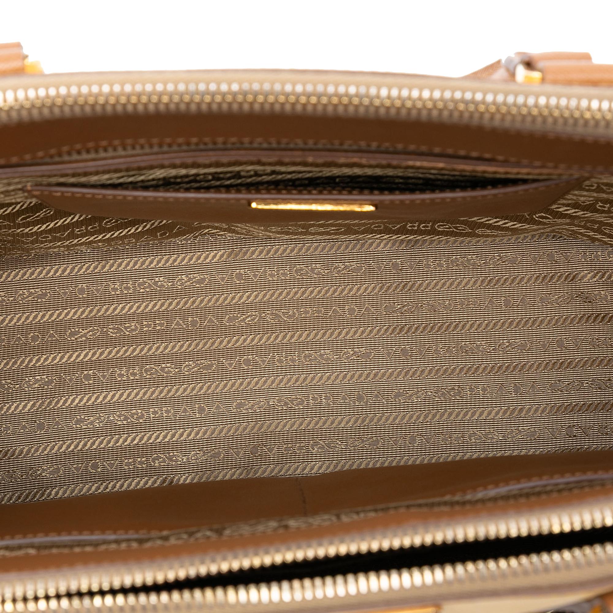 Prada Medium Bicolor Saffiano Lux Galleria Double Zip Satchel