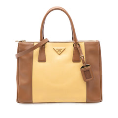Prada Medium Bicolor Saffiano Lux Galleria Double Zip Satchel