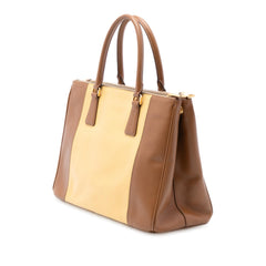 Prada Medium Bicolor Saffiano Lux Galleria Double Zip Satchel