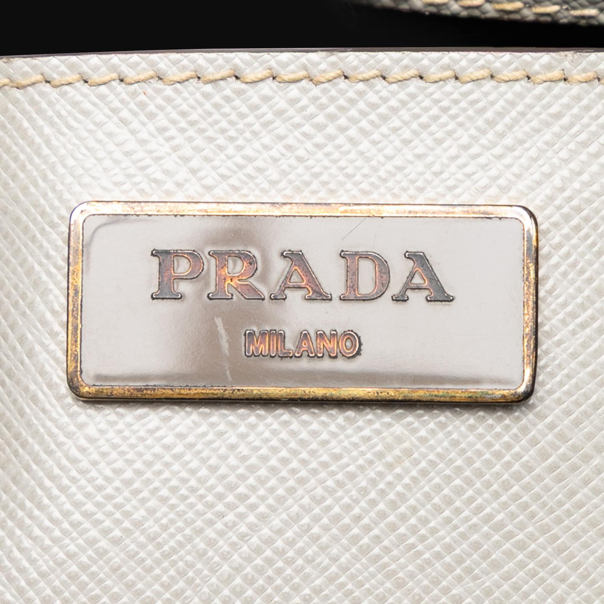 Prada Medium Bicolor Saffiano Lux Galleria Double Zip Satchel