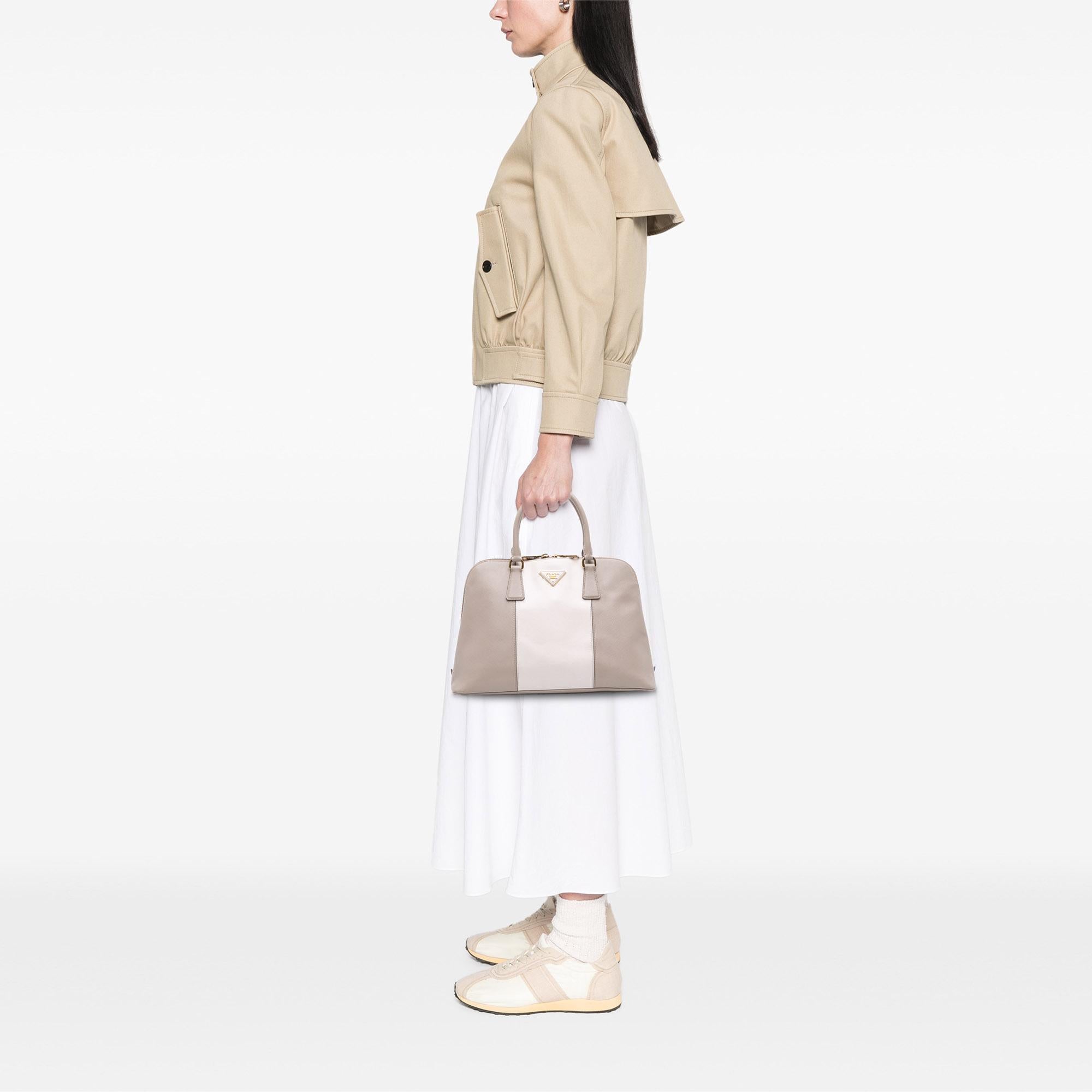 Prada Medium Bicolor Saffiano Lux Promenade Satchel