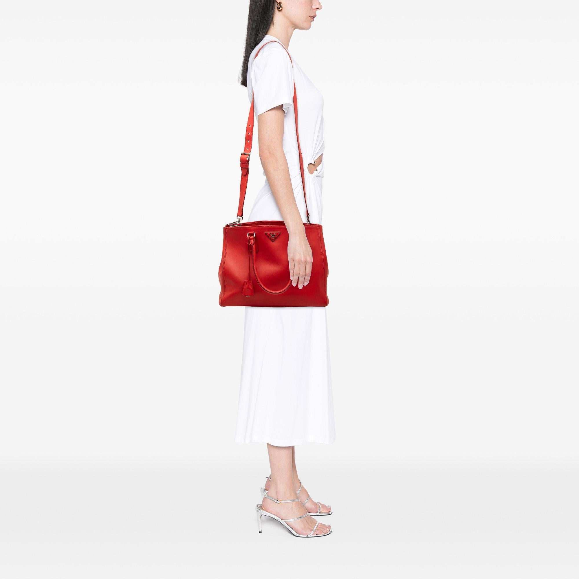 Prada Medium City Calf Galleria Double Zip Satchel