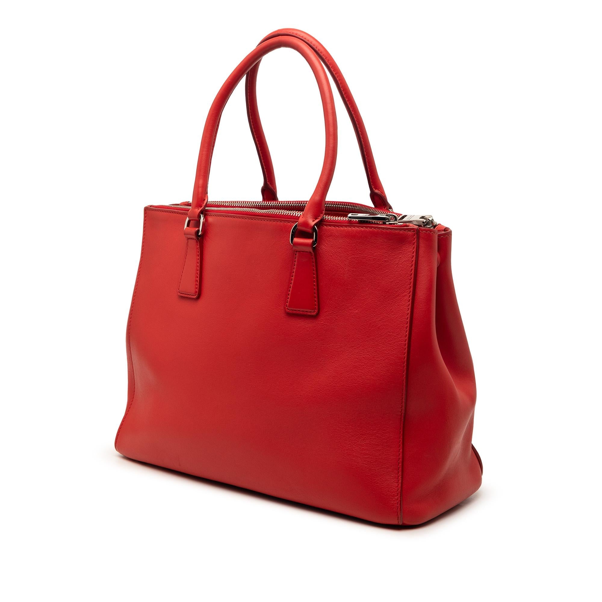 Prada Medium City Calf Galleria Double Zip Satchel