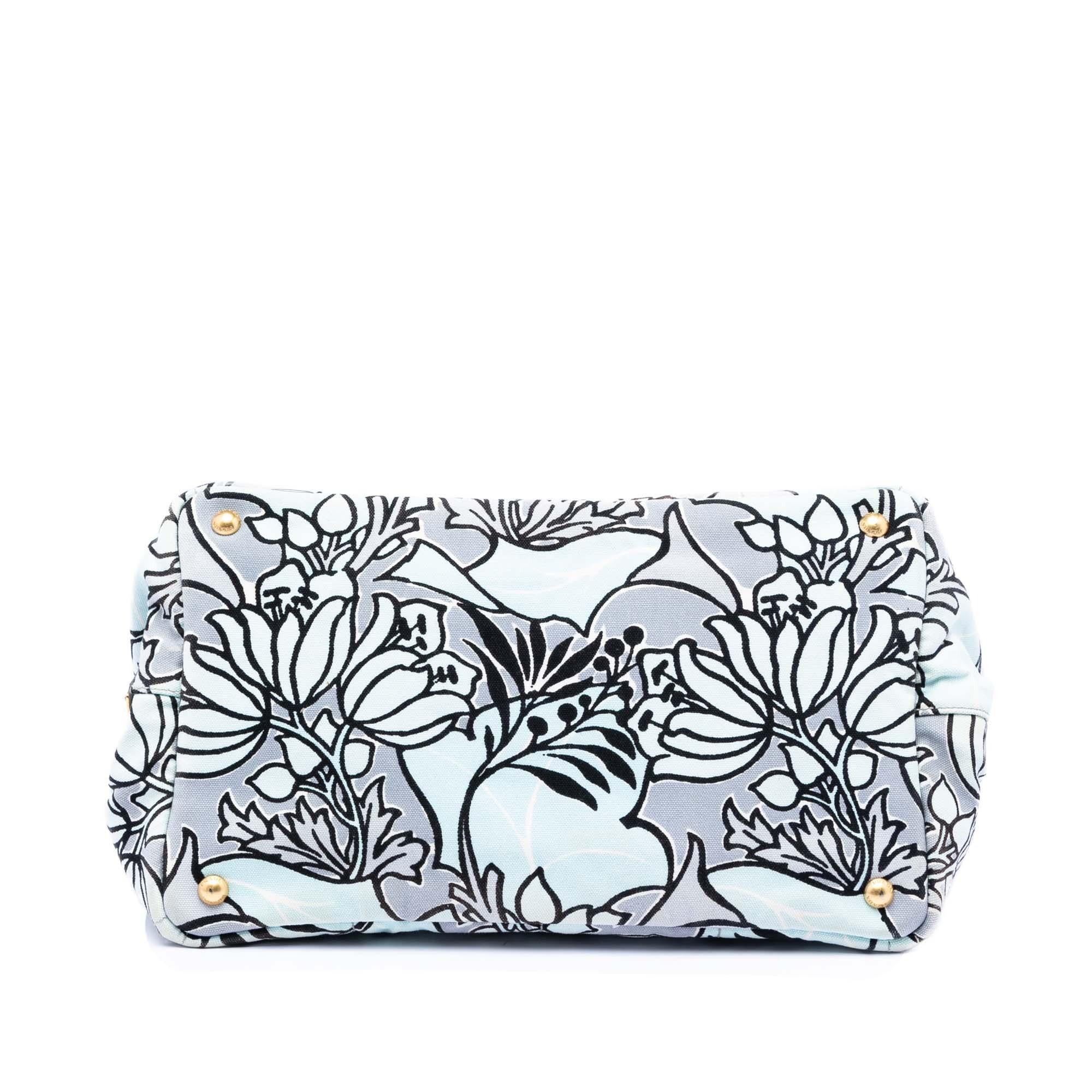 Prada Medium Floral Printed Canvas Canapa Satchel