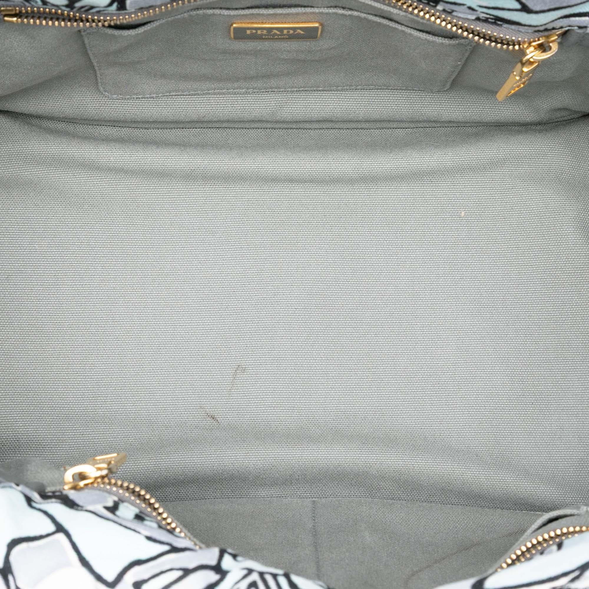 Prada Medium Floral Printed Canvas Canapa Satchel