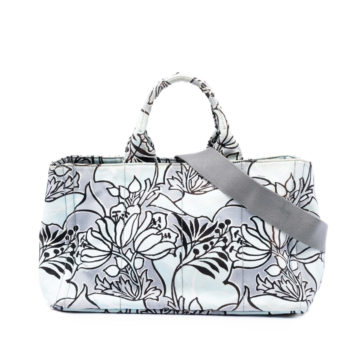 Prada Medium Floral Printed Canvas Canapa Satchel
