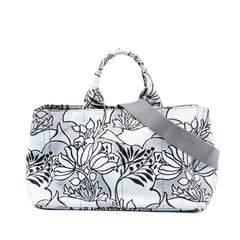 Prada Medium Floral Printed Canvas Canapa Satchel