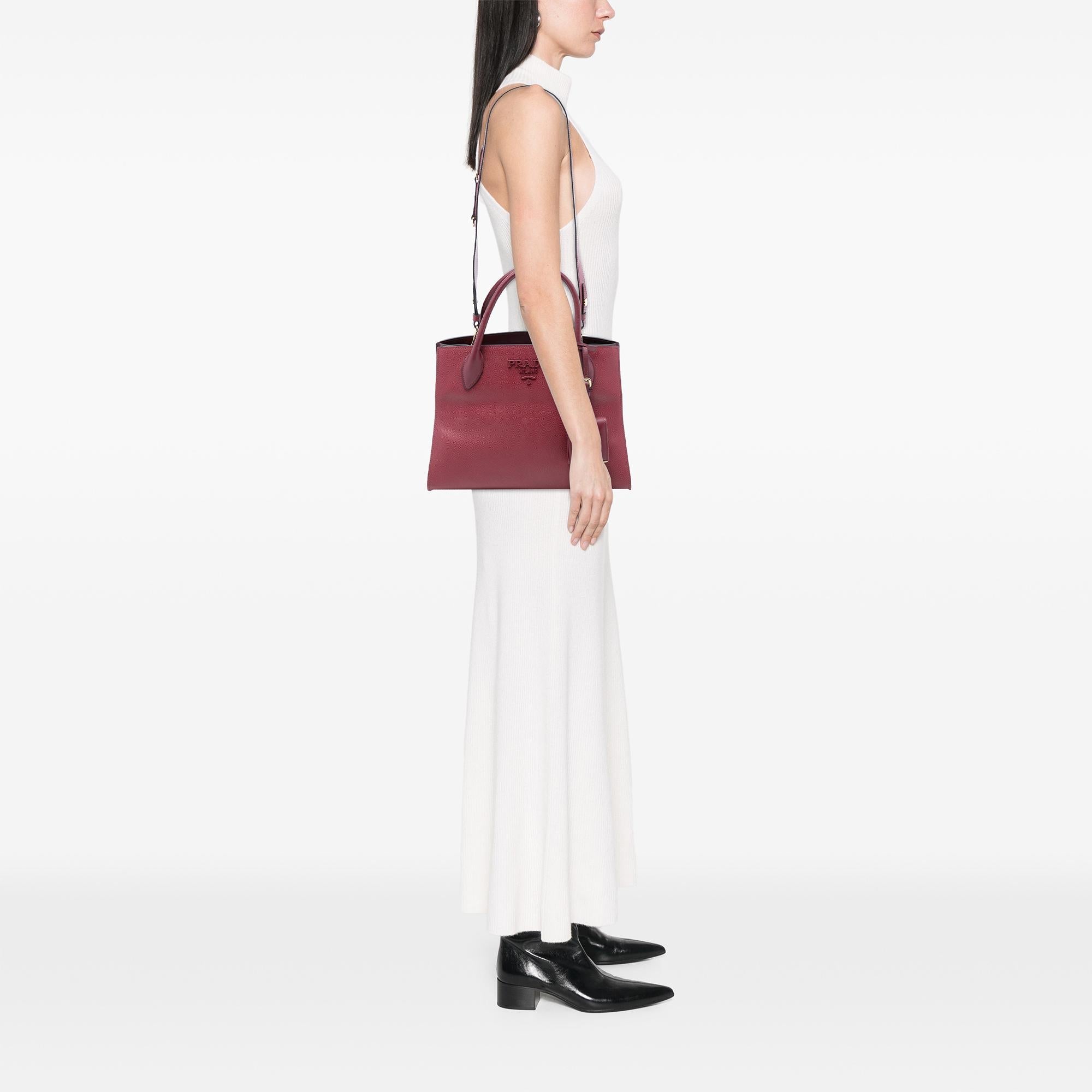 Prada Medium Saffiano Cuir Monochrome Top Handle Tote