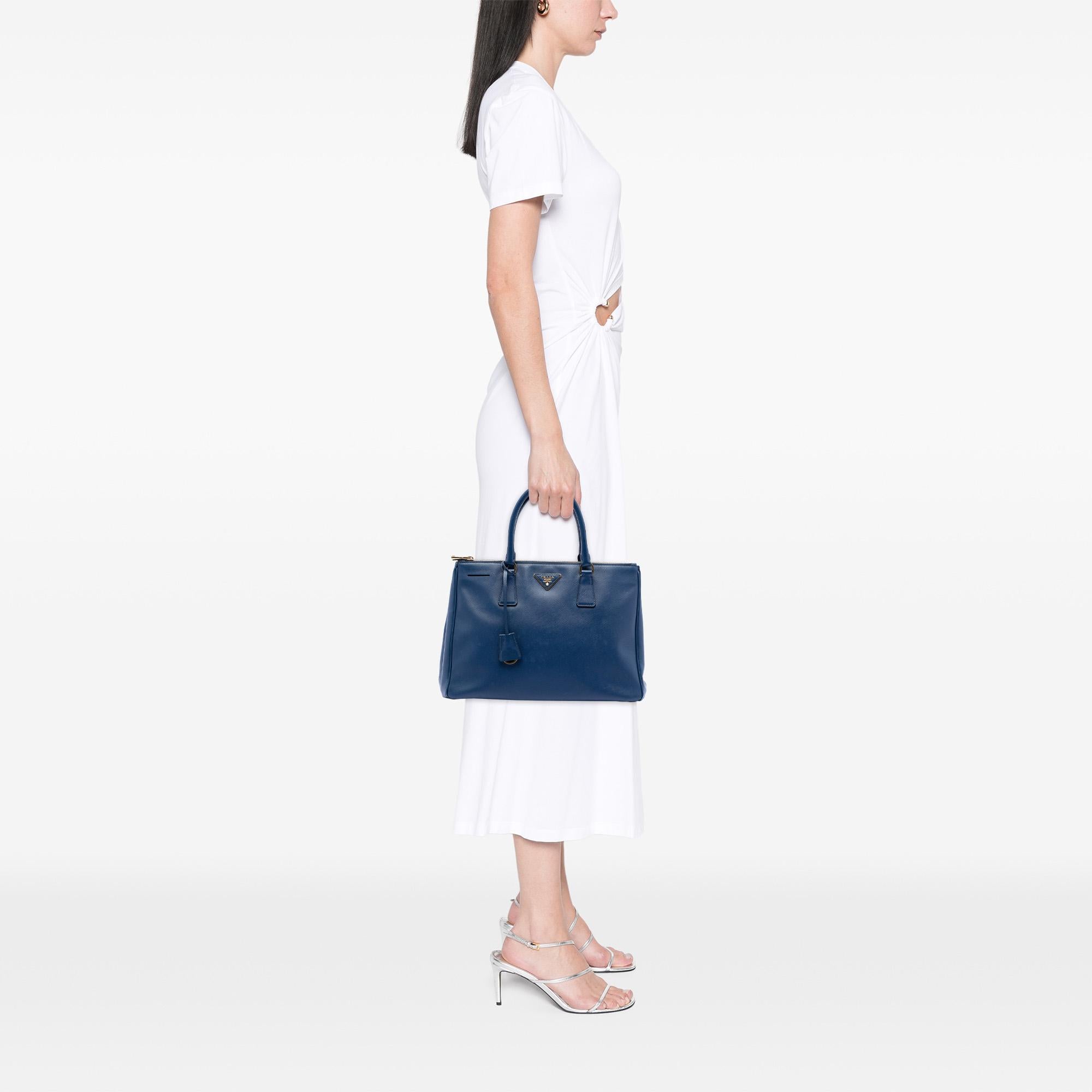 Prada Medium Saffiano Lux Galleria Double Zip Satchel