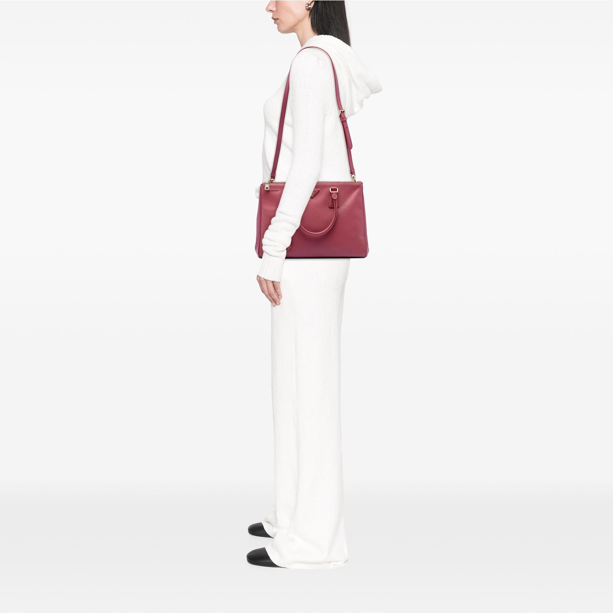 Prada Medium Saffiano Lux Galleria Double Zip Satchel