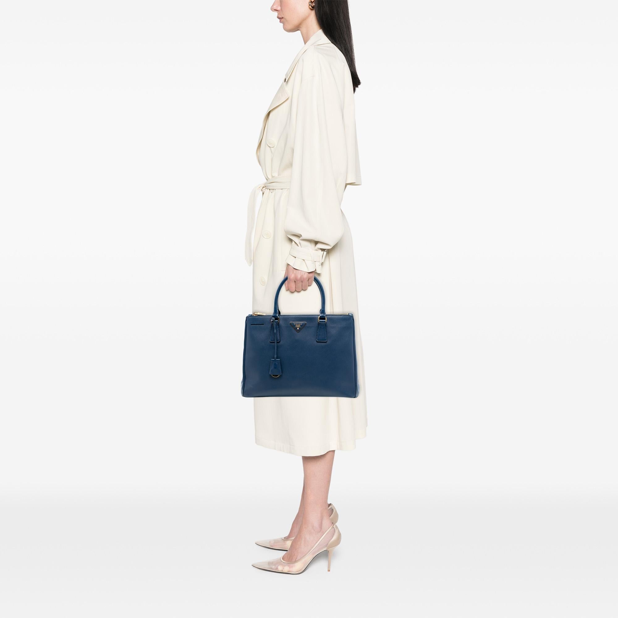 Prada Medium Saffiano Lux Galleria Double Zip Satchel