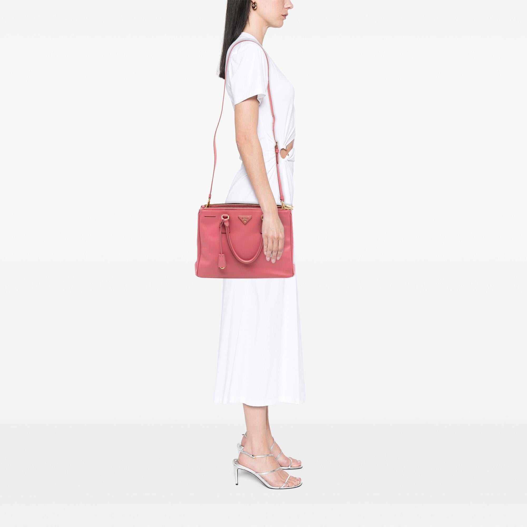 Prada Medium Saffiano Lux Galleria Double Zip Satchel